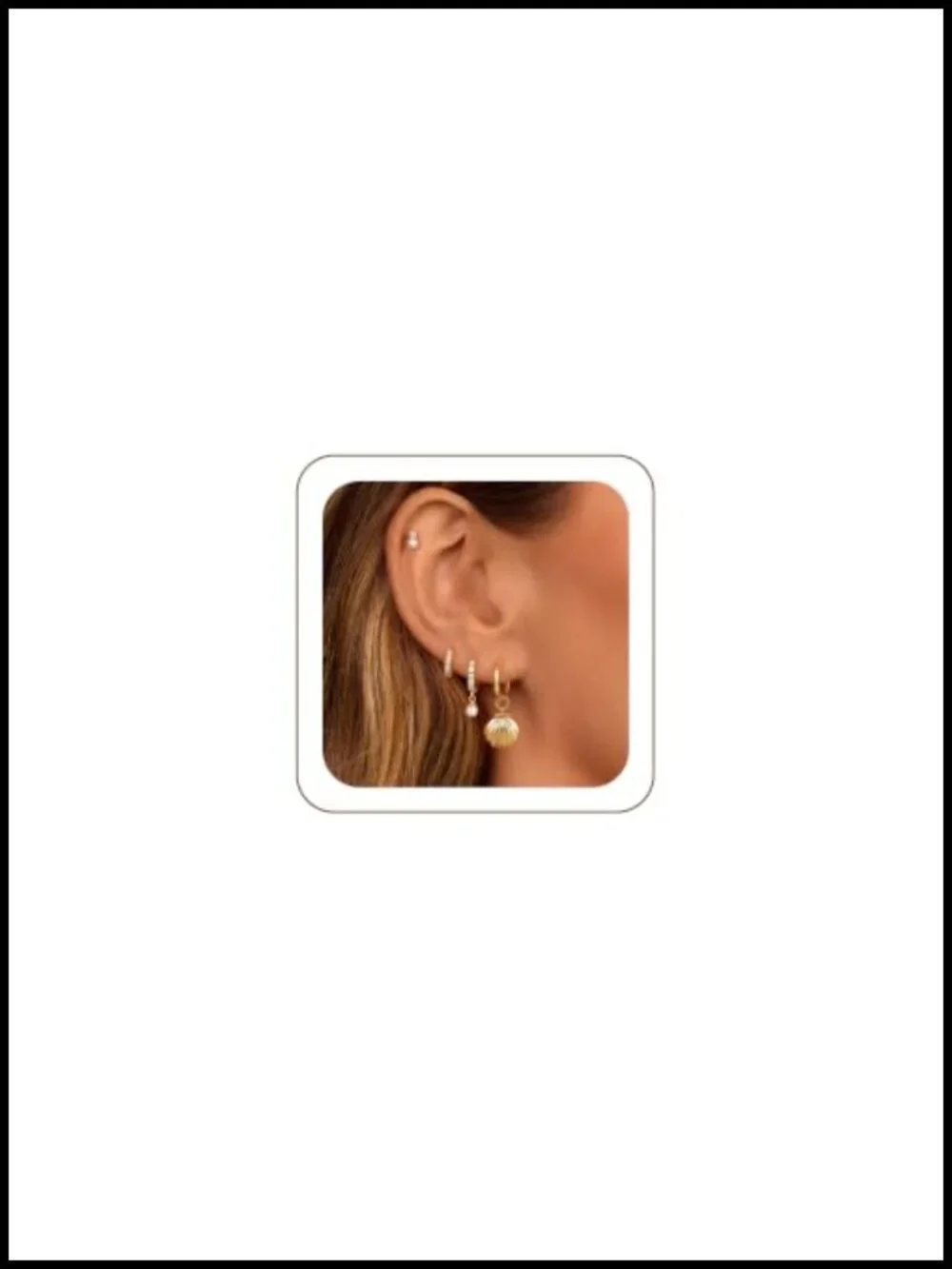 14K Gold Plated Pearl Earring Stack Set Hypoallergenic Hoop Stud Dangle